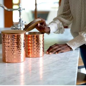 Uncommon James Hammered Copper Canisters Set